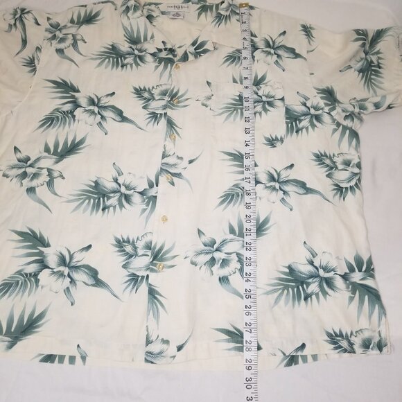 Knightsbridge Men XL Silk Blend Short Sleeve Button Up Hawaiian Ivory Shirt - Picture 14 of 15